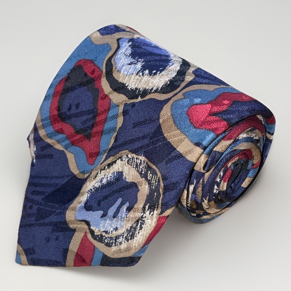 Lord & Taylor Silk Men's Necktie Metropolitan Collection Blue Abstract Tie